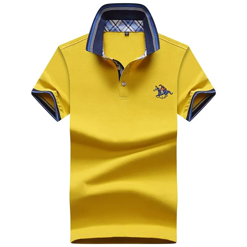 Męskie Summer Short-Wleeved Solid Color Polos Shirts Business Casual Oddychająca Duża Moda Duża Koszula Polo