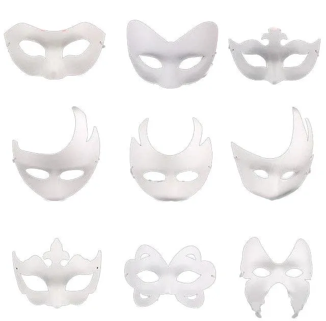 Nouveau 2020 bricolage main peint mascarade masque blanc masque masque de papier blanc papillon couronne visage enfant Halloween cosplay tirage masques de fête accessoires