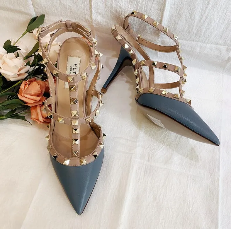 2019 NEWSS femmes mariage de mode Livraison gratuite pointes cuir rouge bleu Poined Toes talons hauts de chaussures à talons aiguilles Slingback POMPES