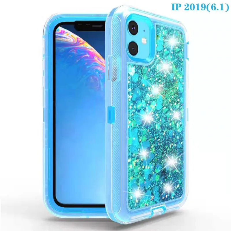 Liquid Bling Cases Waterfall Glitter Heavy Duty Shiny Bumper Clear Rubber Defender Cover for iPhone 14 Pro Max 13 12 Mini 11 XS 7 2679760