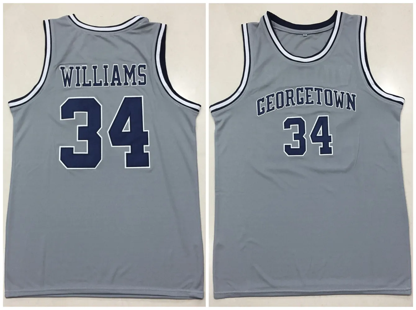 Georgetown Hoyas College Basketball＃34 Reggie WilliamsグレーのThrowback JerseysメンズステッチカスタムサイズS-5XL