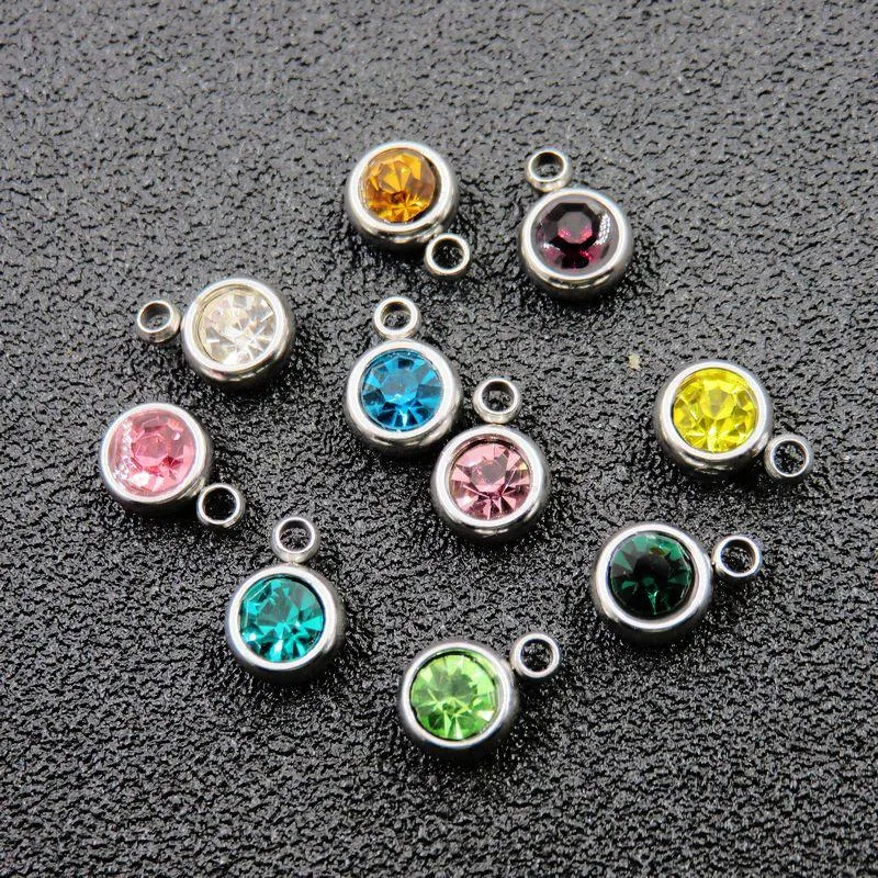 Other Components DIY Necklace Bracelet Jewelry Findings Birth Stones Stainless Steel Small Charms