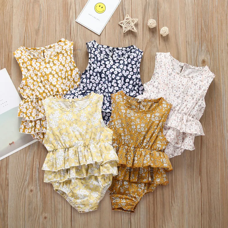 Schöne Neugeborene Baby Kleidung Säuglingsspielanzug 2019 Neueste Kinder Baby Mädchen Floral Rüschen Spielanzug-overall Outfit Baby Sommer Prinzessin Kostüm