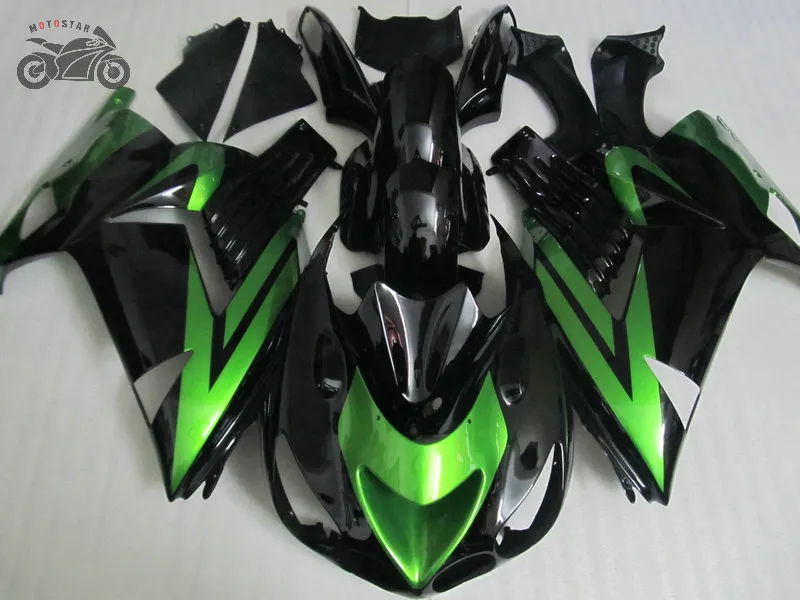 Injection Chinese fairings kit for Kawasaki Ninja ZX-14 2006 2007 2008 ZX14R 06 07 08 ZX-14R green black ABS plastic body fairing parts