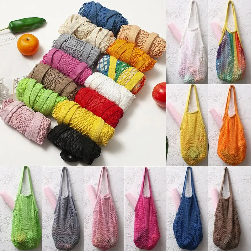 Многоразовые строки сумки для покупок фрукты овощи продуктовый мешок сетки нетто сплетенной сумки для черепахи сумки для черепахи сумки на открытом воздухе Сумки CCA11894 60 шт.