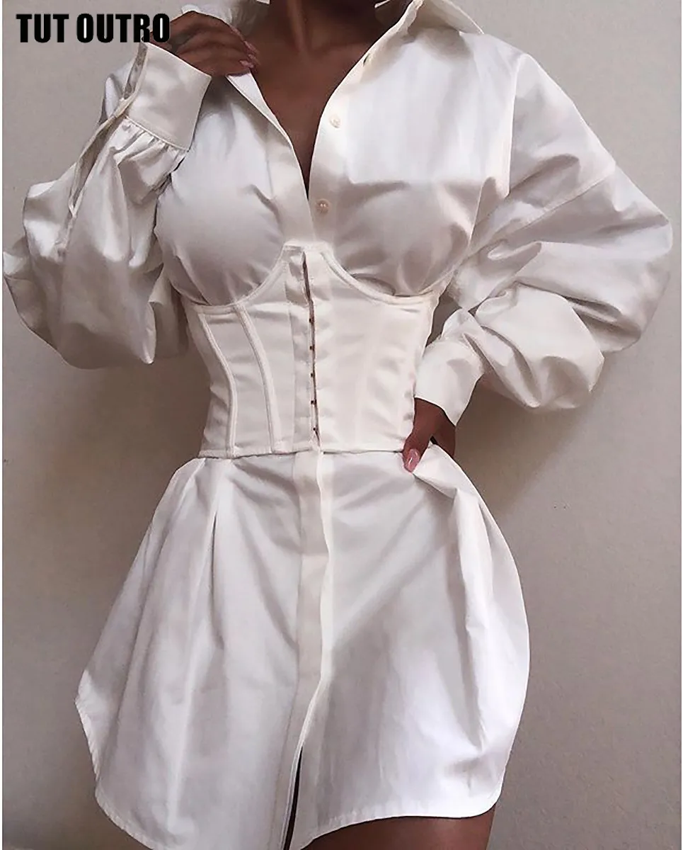 Elegante camisa blanca vestido de las mujeres ata para arriba la camiseta del mini vestido corto Elegante camisa blanca vestido de las mujeres ata para arriba la camiseta del mini vestido corto