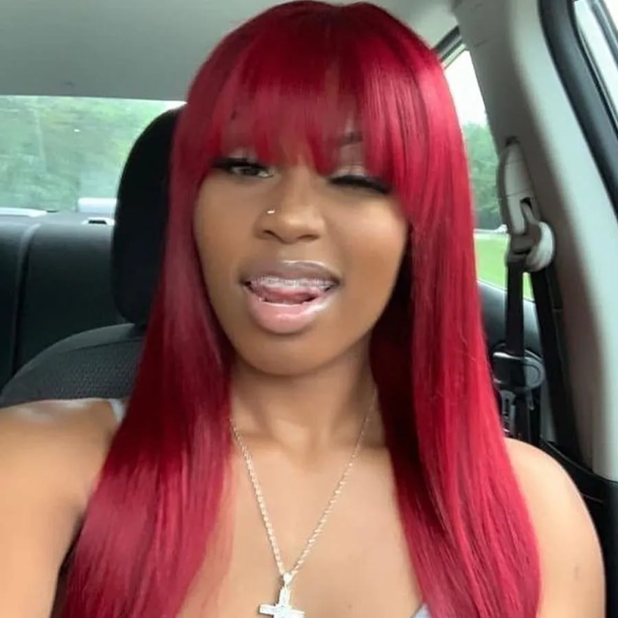 Red wigs with bangs discount