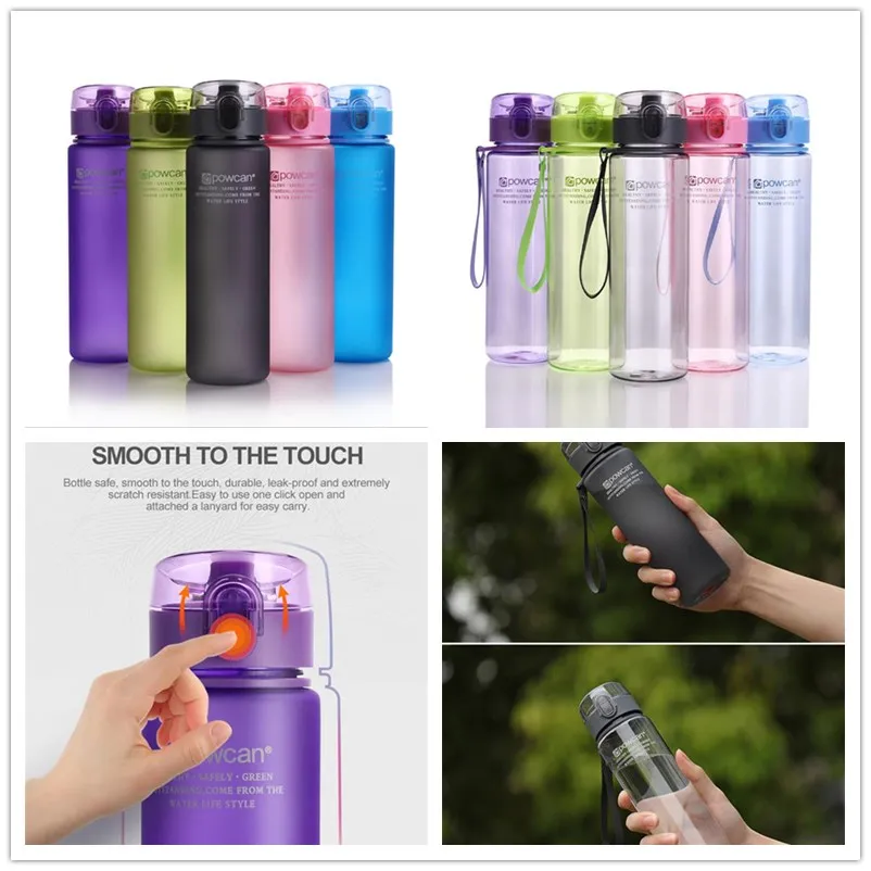 Outdoor water bottle food grade PP fitness camping bottles plastic 400ml 560ml sports bottle plastic portable cup customizable pattern