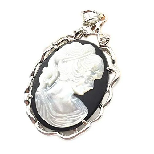 HOPEARL Jewelry Vintage Pendant Natural Mother of Pearl Shell Beauty Oval Pendants Charms Cameo 6 Pieces