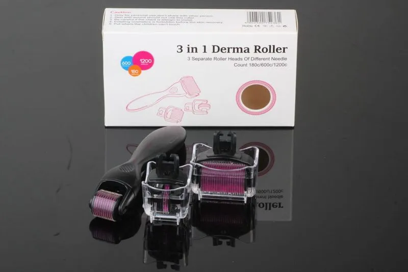 3 in1 derma ролик для тела и глазка для глаз 180 600 1200 игл кожи дермароллер