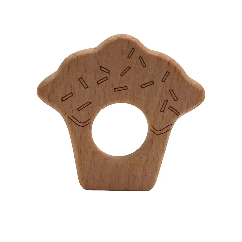 4 pezzi in legno di faggio a forma di torta, dentizione, dentizione per bambini, neonati, dentizione, giocattoli, accessori per bambini per la creazione di collana per bambini