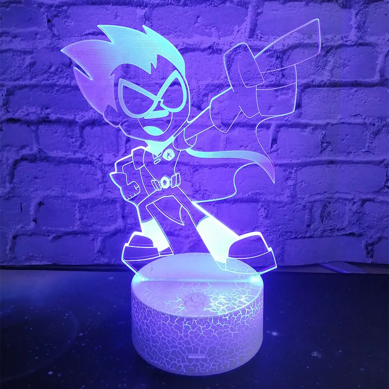 3D Лампы Акриловые Настольная Лампа Teen Titans Go Робин Рисунок.