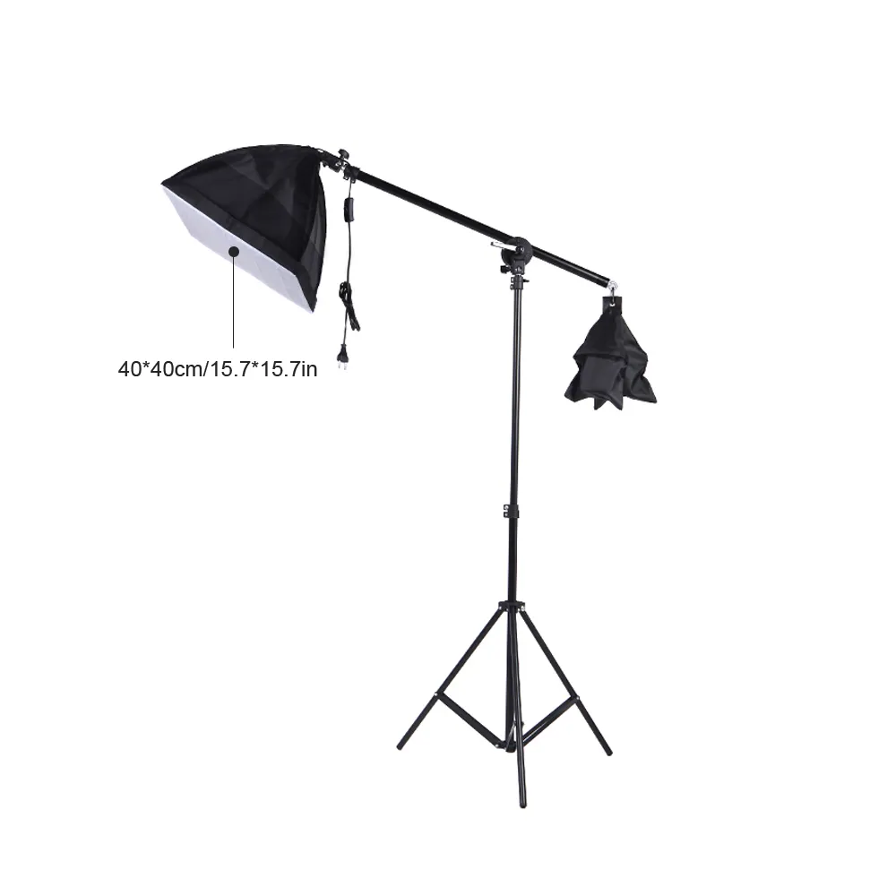 DE US STOCK Kit tende da studio fotografico illuminazione con lampadina 45 / 135W Softbox Portalampada Cantilever Stick Light Stand