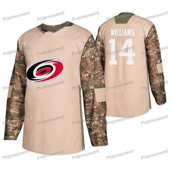Adidas Carolina Hurricanes No14 Justin Williams Camo Authentic 2017 Veterans Day Stitched NHL Jersey