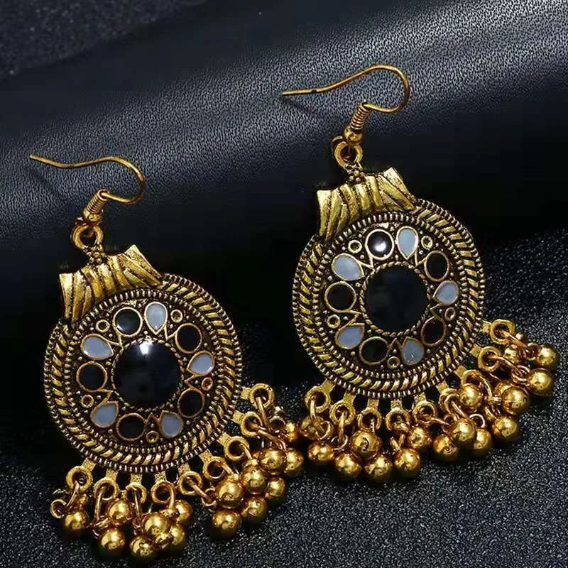 Fashion- Dangle Kolczyki Dla Kobiet Luksusowy Projektant Czeski Styl Etniczny Tassel Drop Kolczyki Ancient Gold Indian Fringing Kolczyk Biżuteria