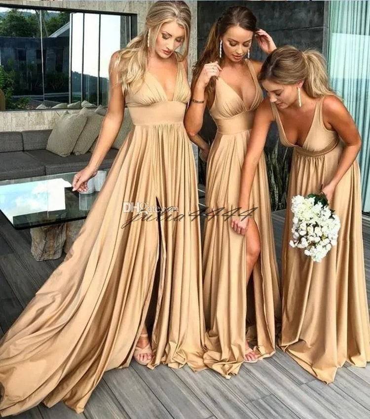 Vestidos de dama online de honor color beige