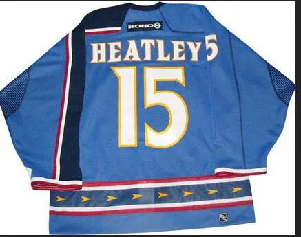 mulheres costume Homens Jovens Vintage # 15 Dany Heatley Atlanta Thrashers 2003 Hockey Jersey Tamanho S-5XL ou personalizado qualquer nome ou número