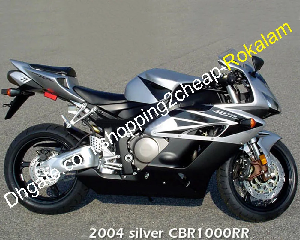 Injection Molded Silver Black Fairing Kit for Honda CBR1000RR 2004 2005 Complete Motorcycle Bodywork Set