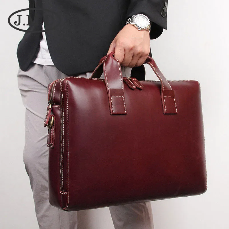 Premium Leather Men's Briefcase Messenger Bag 100% Genuine Leather Laptop  Bag, Business Handbag, Free Shipping 7167