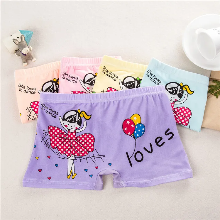 4PC / Lot Barn Underkläder Ny Girl Boxer Lover 3-10 År Barn Baby Cartoon Panties Tjej Underkläder