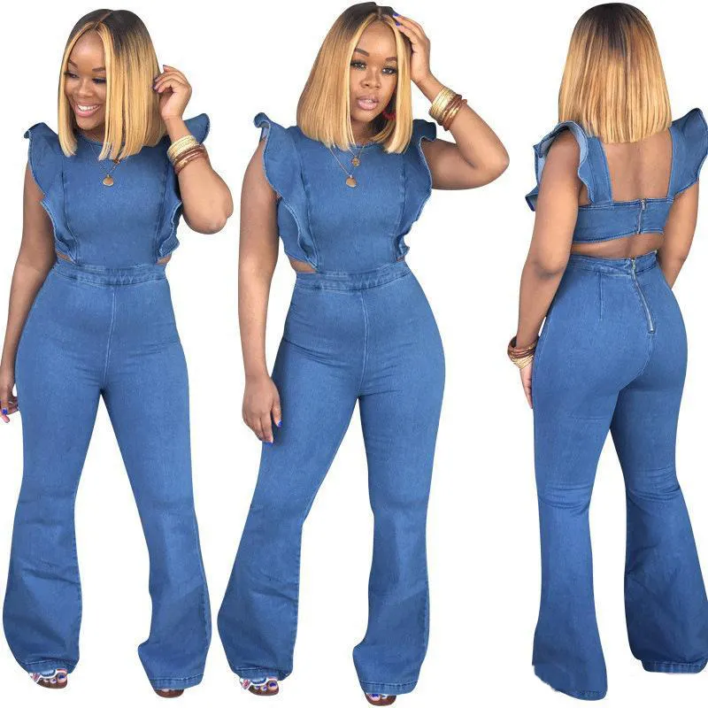 Jumpsuit with ruffles on the side on sale