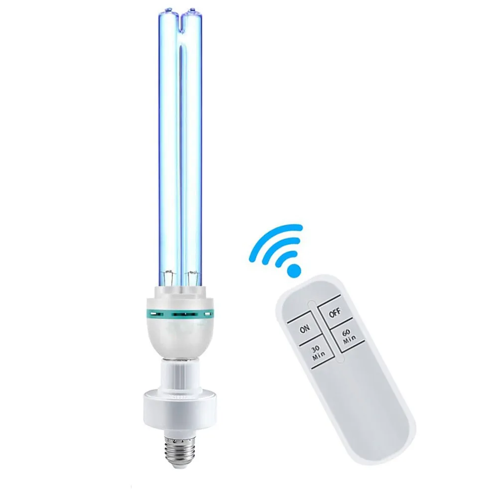 UVC Light Bulb Germicidal Lamp Sanitizer With Ozone, Remote Control 30/60 Minutes Timer, UVC