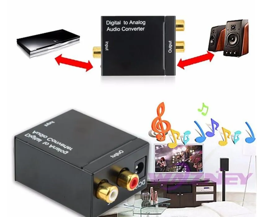 Wysokiej jakości Digital Adaptador Contaysial RCA Sygnał Toslink do Analogowy Audio Converter Converter Cable DHL Darmowa wysyłka