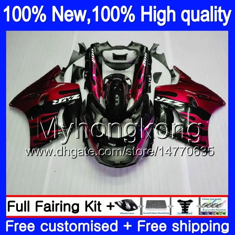 ZZR 1100 para a Kawasaki ZX 11R ZZR1100 1993 1998 1999 2000 2001 208MY.84 chamas vermelhas ZX11 ZZR1100 ZX11R 93 01 ZX11R 93 98 99 00 01 carenagem