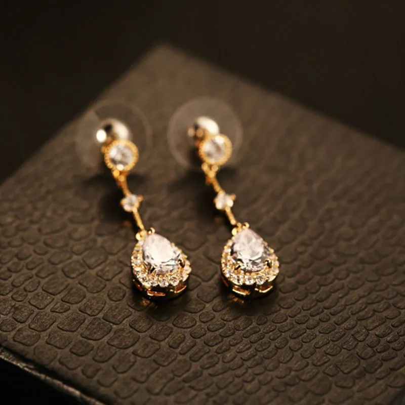 Super glittering ! fashion designer long tassel diamond zircon long drop pendant stud dangle earrings for woman girls