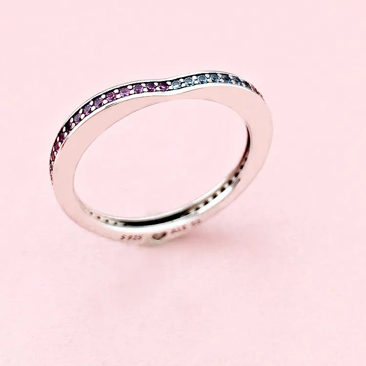 Pandora 925 Sterling Silver Multi Colored Arc Of Love Ring Women Luxury Wedding Rings Sets with Original Box