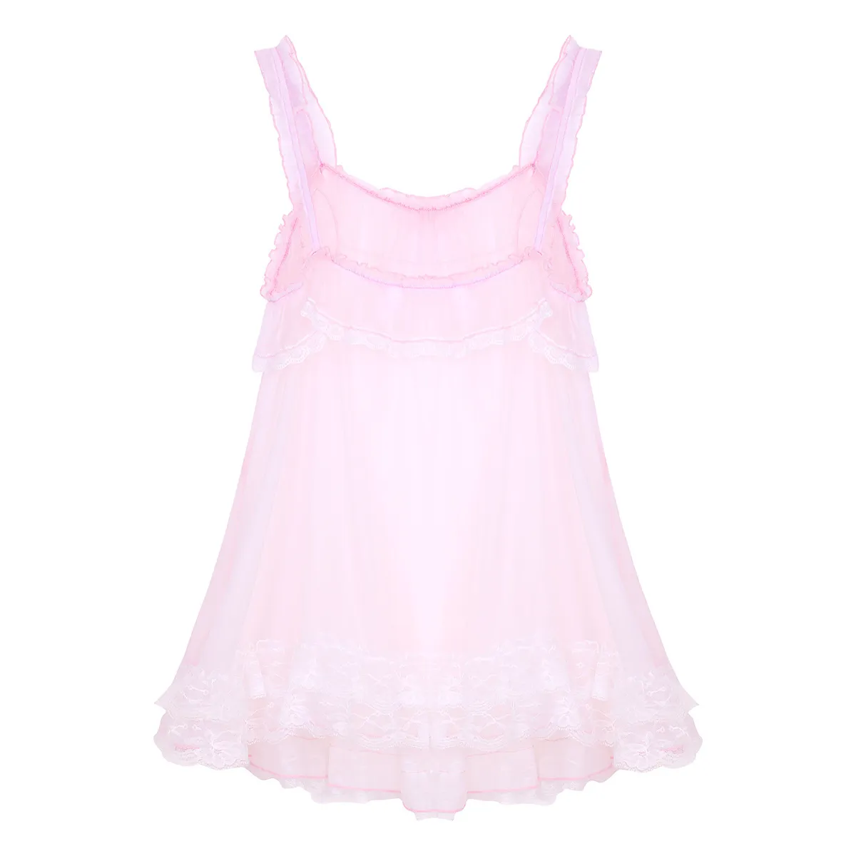 Sheer Lace Babydoll Dress with Elastic Shoulder Straps and Frilly Ruffled  Lace Hem for Women from Dhgate Sexy Pyjamas - price 33.05