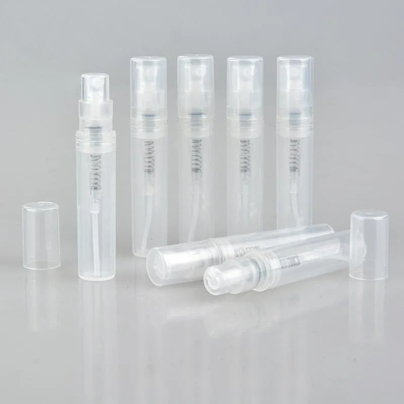 2ml 3ml PP Plastic Lotion Pump Spray Bottle Plastic Tube Cosmetic Packaging Containers With Transparent Spray Lids Bottles LX9100