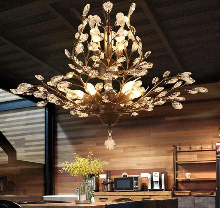 K9 lustre en cristal branche d'arbre lampes suspendues lustres en cristal vintage lustres en fer salon moderne plafonnier luminaire