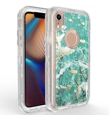 Hybrid Defender Robot Shockproof Phone Case for iphone 11promax XS MAX XR 8 7 Plus Cover Marble Design Full Body Protector