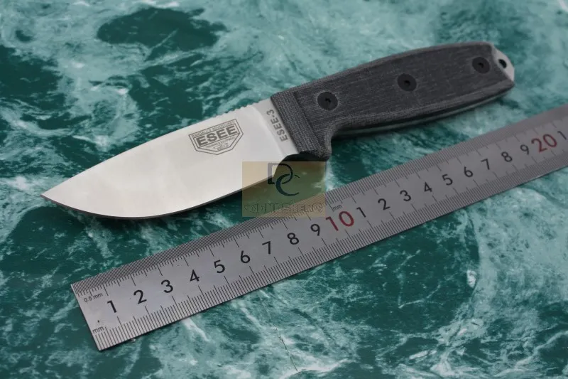 Bestes EDC-Überlebensmesser ESEE3 Rowen Outdoor kleine feste Klinge D2-Stahl G10/Micarta-Griff Camping Jagd Geschenk Werkzeugmesser