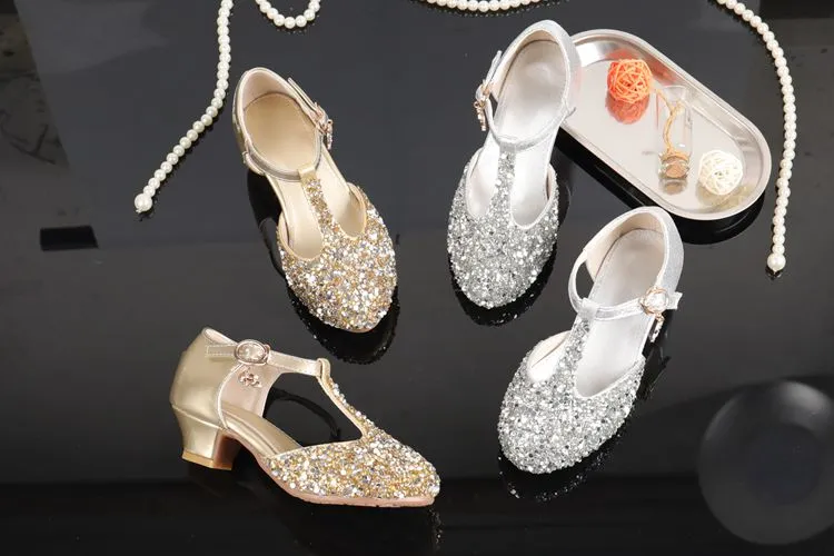 Stunning Gold Silver Flower Girls Wedding Shoes Elegant Kids Accessories in Various Sizes S321032