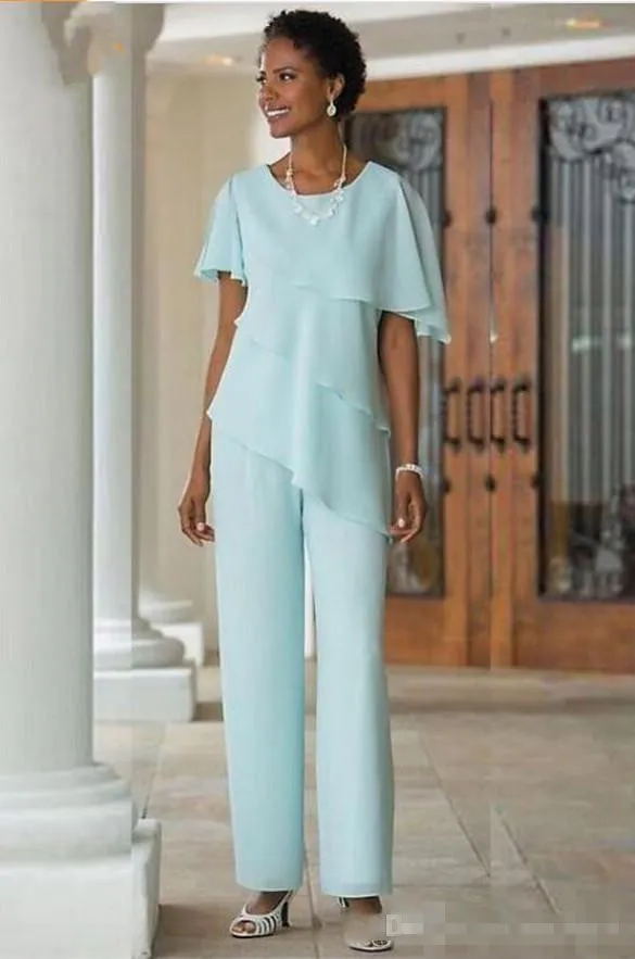 New 2019 Two Pieces Mother Of The Bride Pant Suits With Short
