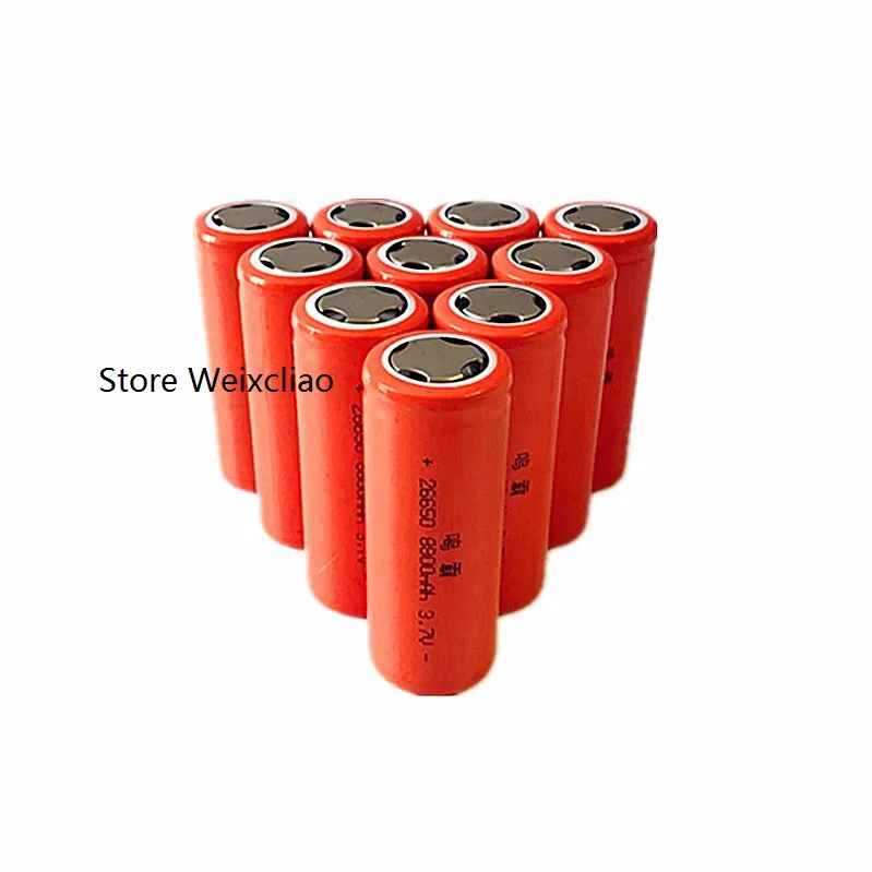 4x 26650 3.7V 5000mAh Lithium Ion Rechargeable Flat Top Batteries