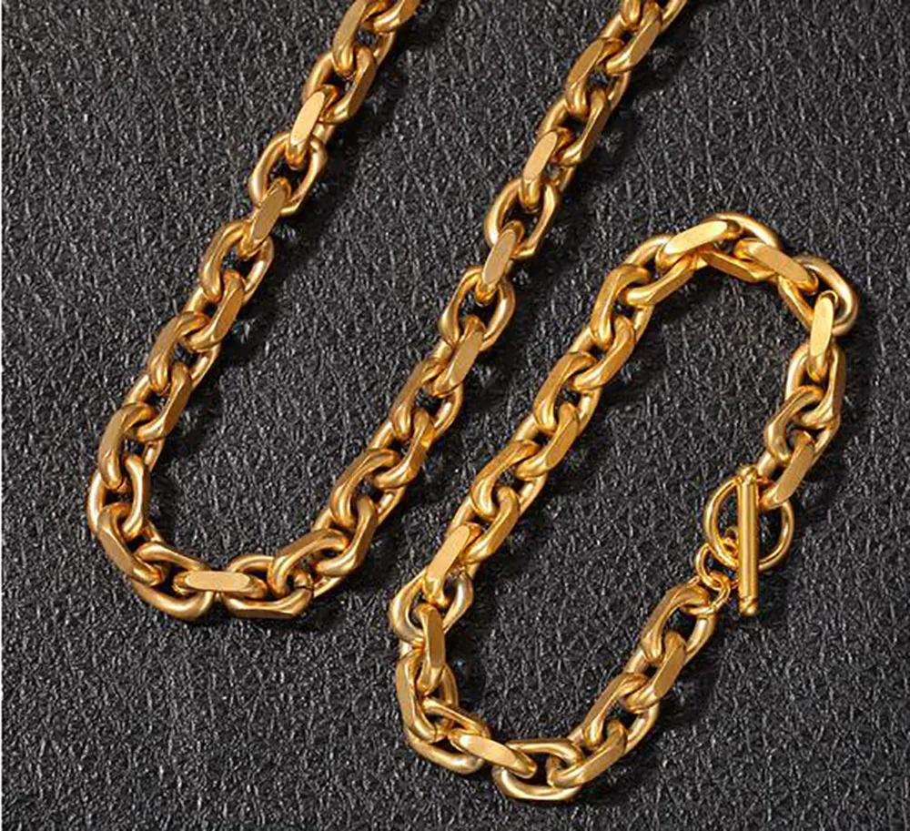 رجالي رولو رابط سلسلة قلادة 18 كيلو الذهب 9 ملليمتر stainess الصلب أساور الهيب هوب المجوهرات العصرية أزياء whosales
