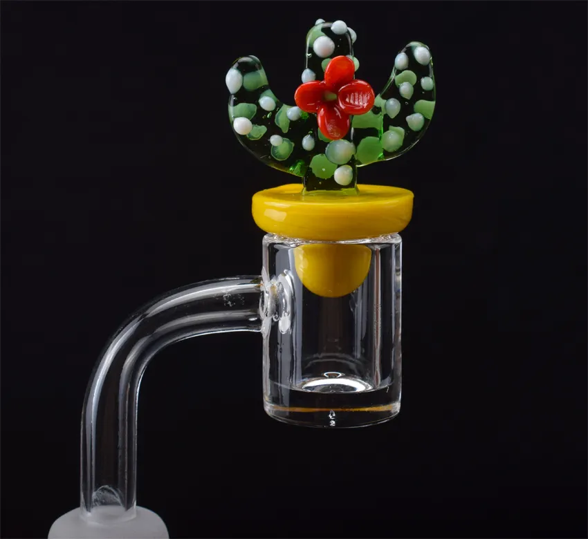 4 mm Gruby wysoki kwarcowy Banger Paznokci z Cactus Carb Cap 90/45 stopni 10mm / 14mm / 18mm OD 20mm 100% Real Quartz Banger Paznokci