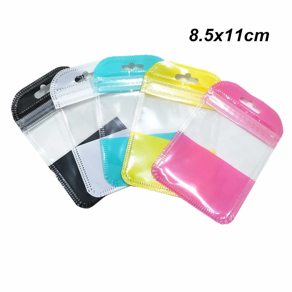 100pcs 8.5x11cm plástico transparente Zipper fechamento Package Saco com Pendure Buraco Hard Disk Crafts armazenamento Zipper Bolsa auto Selo Sundries embalagem Pouch