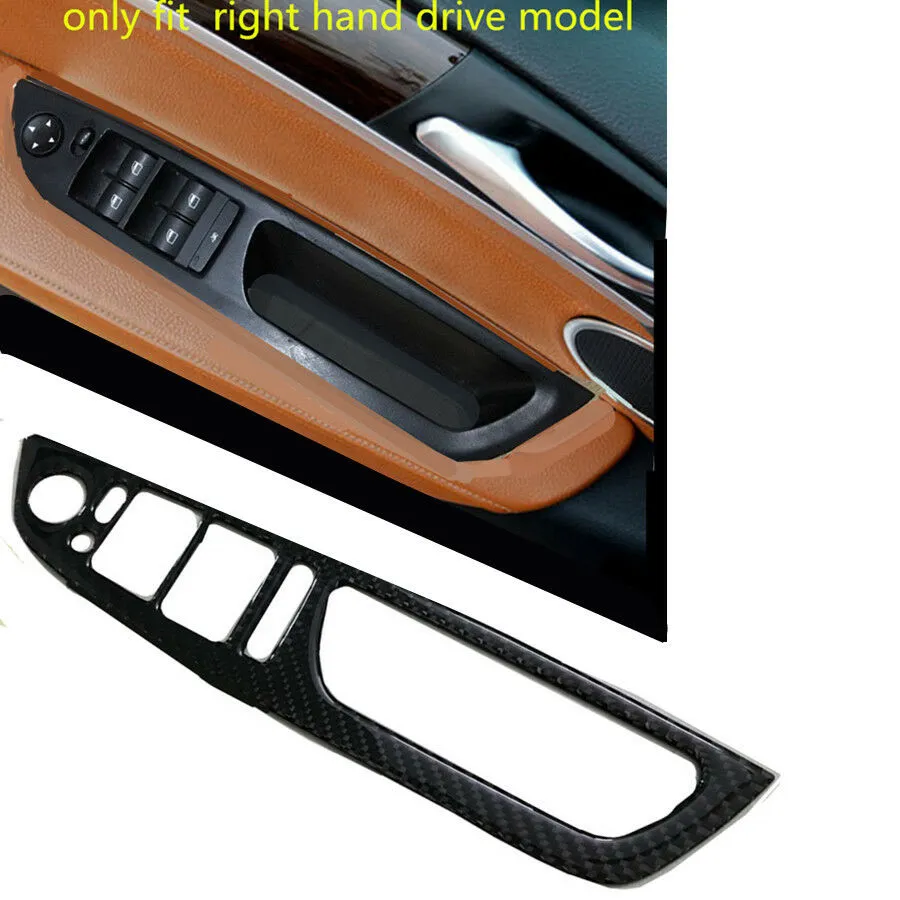 RHD – garniture de couvercle de commutateur de fenêtre et accoudoir de porte en Fiber de carbone, pour BMW X5 E70 2007 – 2013