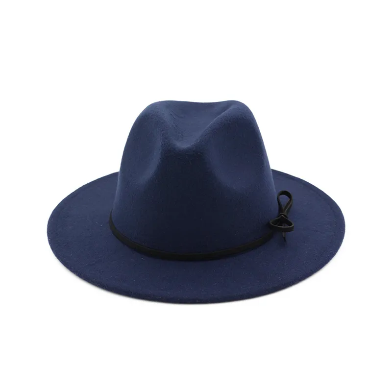 Fashion- Mens Hats Panama Fedora Vintage Women Girls Felt Fedoras Flat Brim Fascinator Jazz Hat with Bowknot