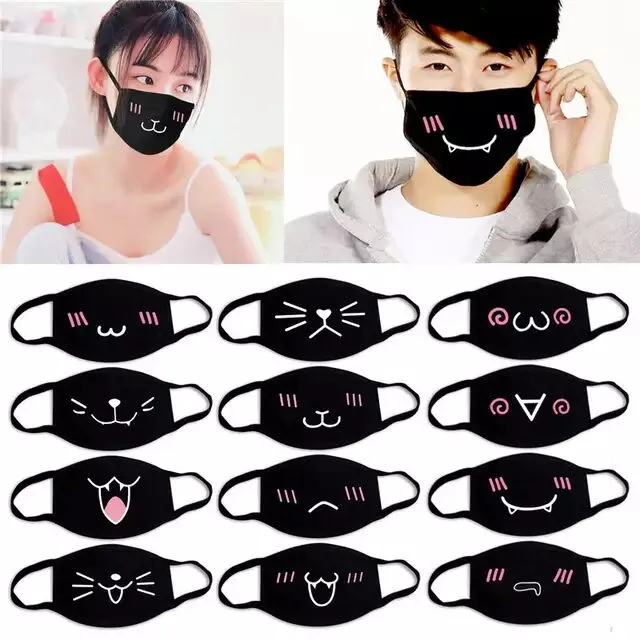 Máscara bucal do anime da moda, 4 pacote preto bonito unisex anti-poeira  Urso Face Boca Kawaii Muffle Máscara para Crianças Adolescentes Homens  Mulheres, Motoção à prova de vento Face Em