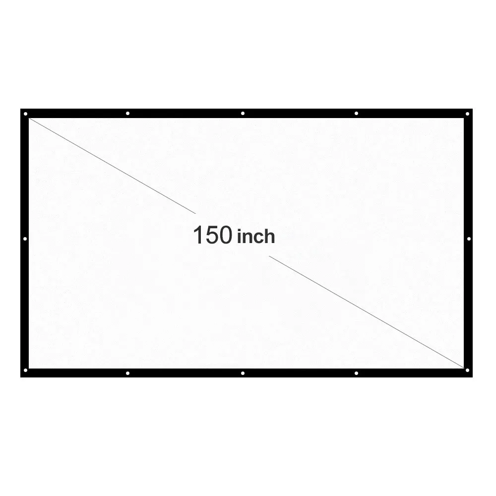Bärbar projektorskärm 16: 9 150 tums vikbara vita LED-projektionsskärmar för väggmonterade hemmabiomfilmer