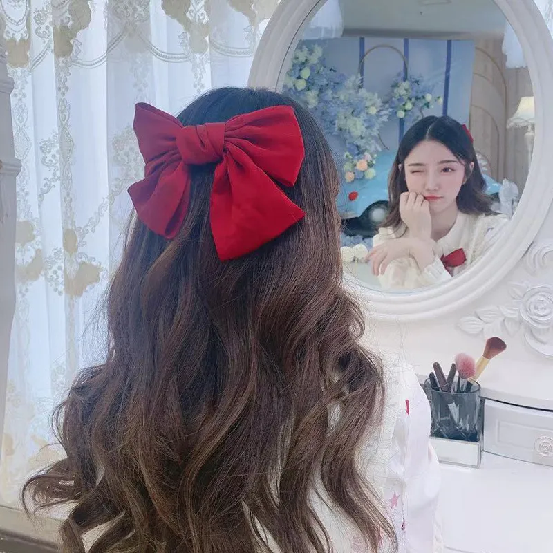 Ribbon Red Big Bows Hair Clips for Women Girls Hair Pins Tie Ribbon  Barrettes Luxury Hair Bands Hair Accessories