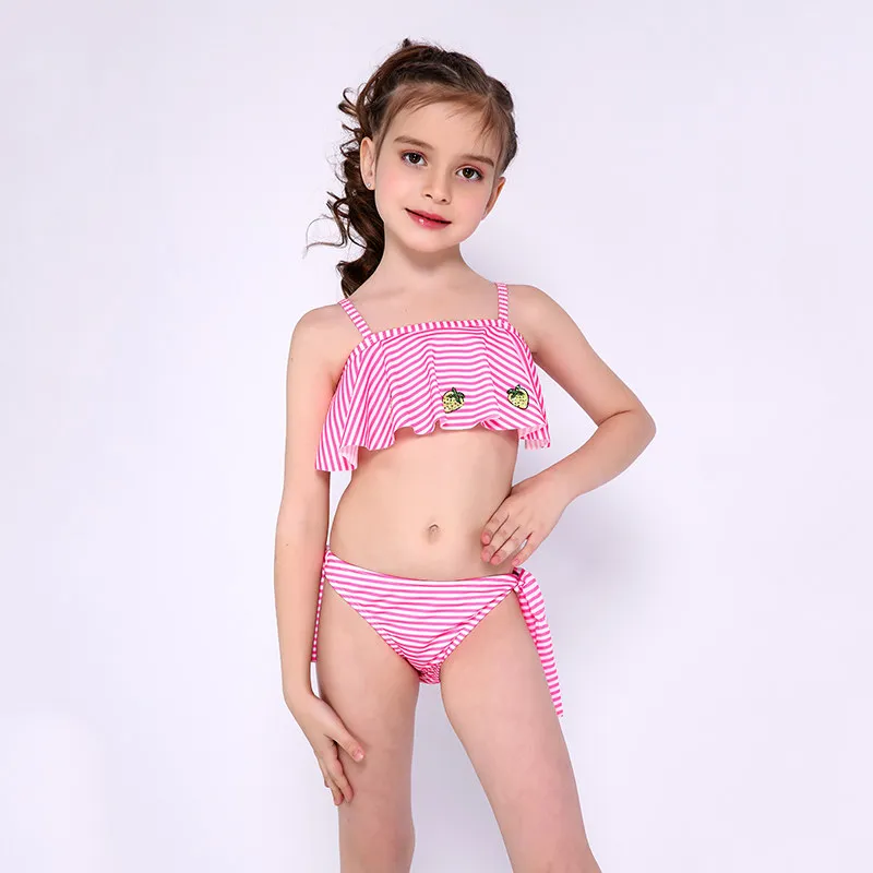 Girls 2 Piece Blue Pink Swimsuit Bathing suit For Girl s Color Stitching Print Two Piece Children s Swimwear Cute princess swimsuit