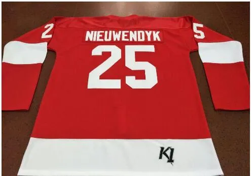 Aangepaste mannen jeugd vrouwen vintage cornell big rood # 25 Joe Nieuwendyk hockey jersey maat s-5xl of custom enige naam of nummer