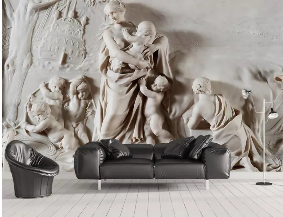 Sfondi 3D in rilievo in rilievo Piccolo Angel Sfondo di pittura murale 3D sfondi gratuiti per soggiorno
