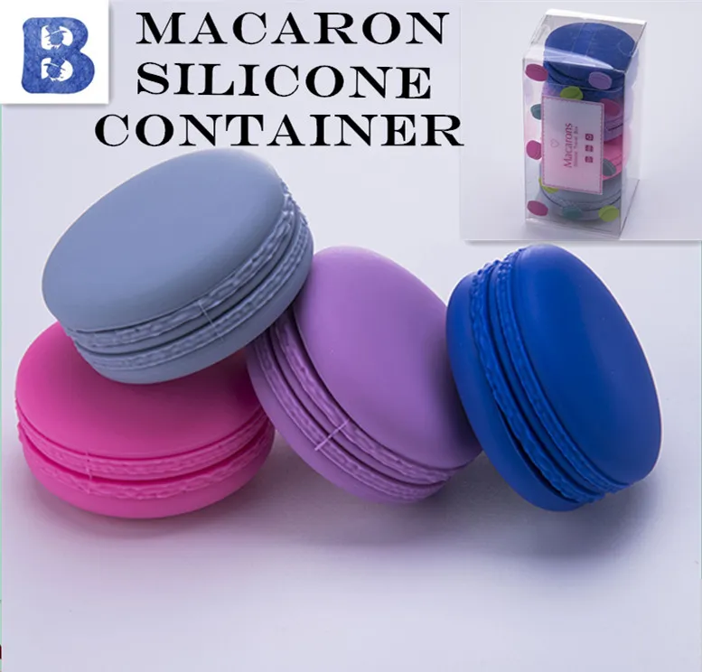 Récipient en silicone Macaron Dia 53mm 4pcs par boîte Pots en silicone Dabs contenants de cire herbe sèche FDA Conteneurs en silicone Boîte Vaporisateur